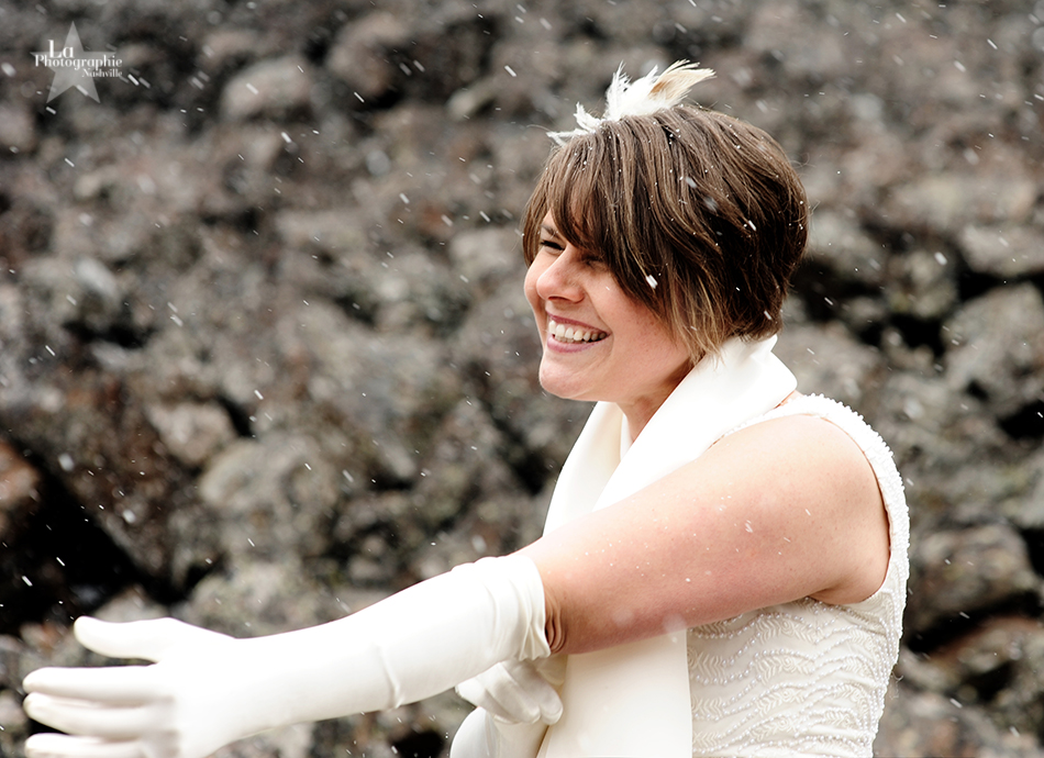 Bride with white gloves